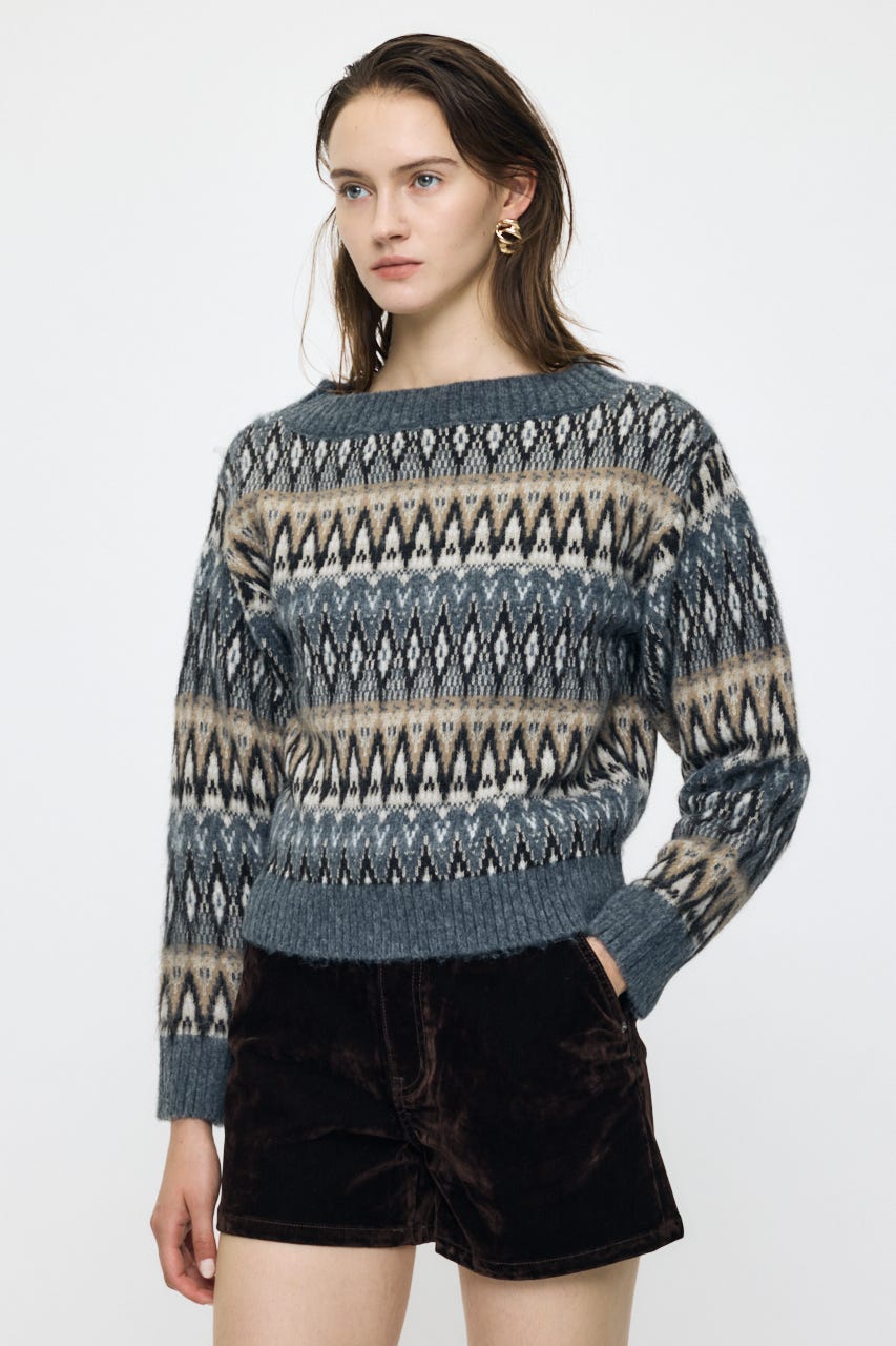 FAIR ISLE セーター GRY FREE