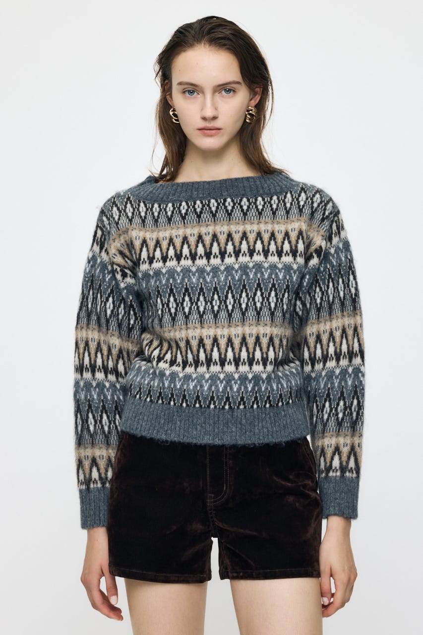 FAIR ISLE セーター GRY FREE