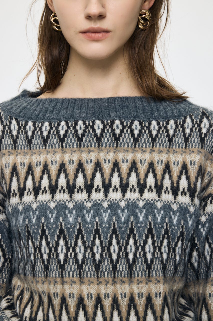 FAIR ISLE セーター GRY FREE
