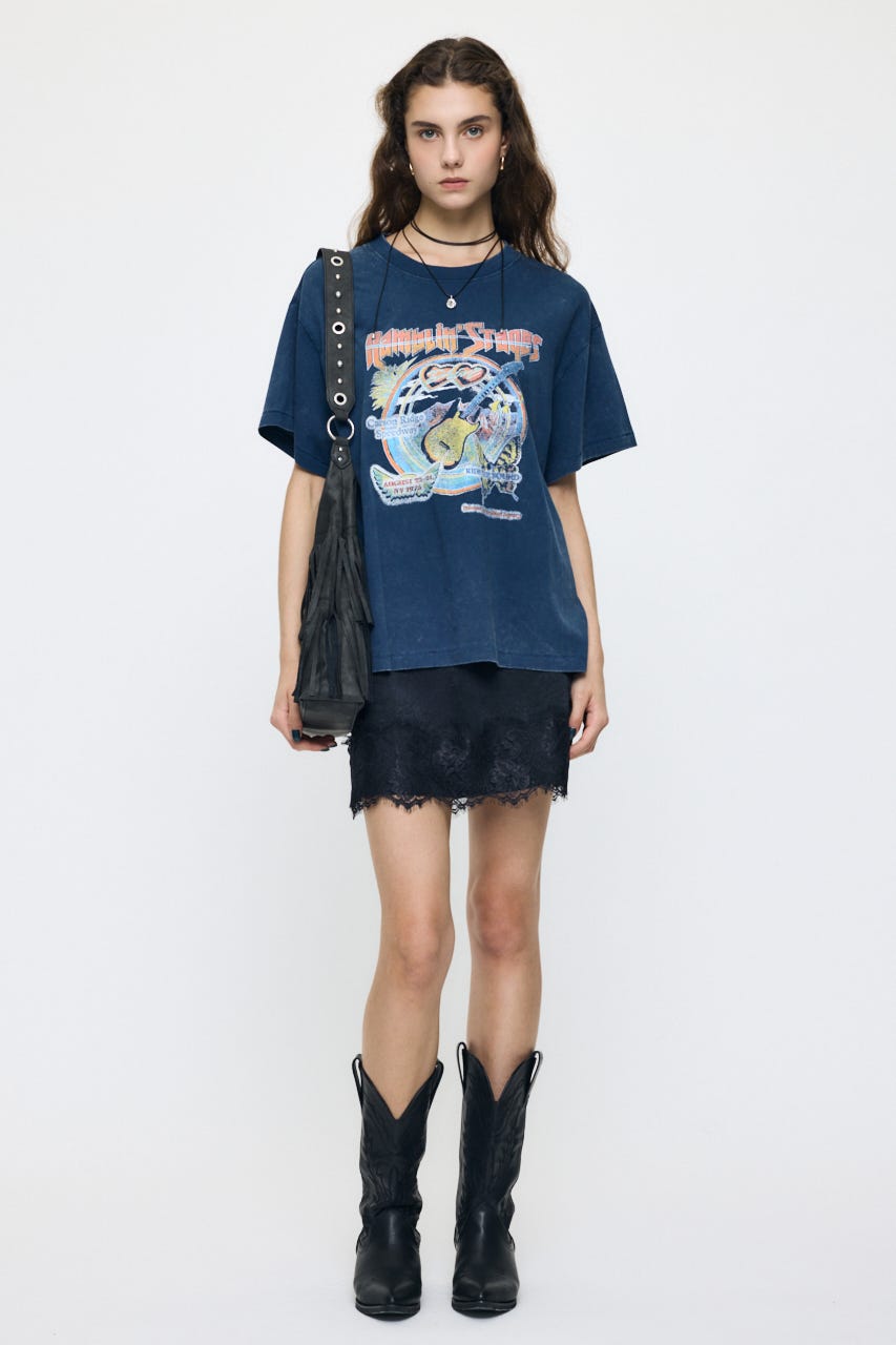 70S MUSIC FEST TEE D/BLU FREE