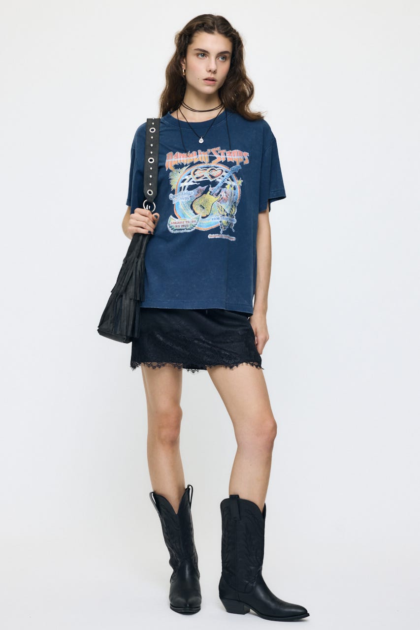 70S MUSIC FEST TEE D/BLU FREE