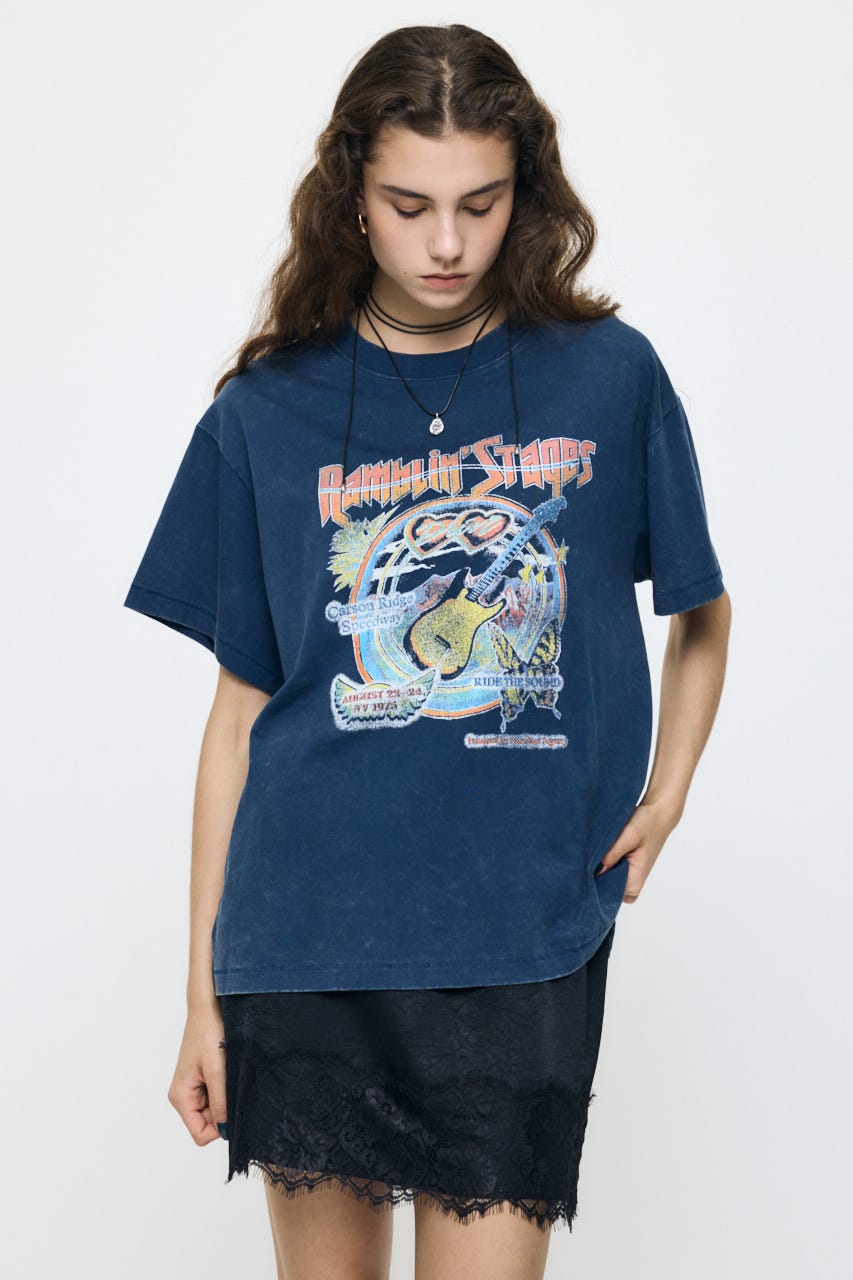 70S MUSIC FEST TEE D/BLU FREE