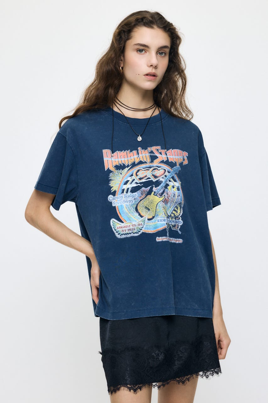 70S MUSIC FEST TEE D/BLU FREE