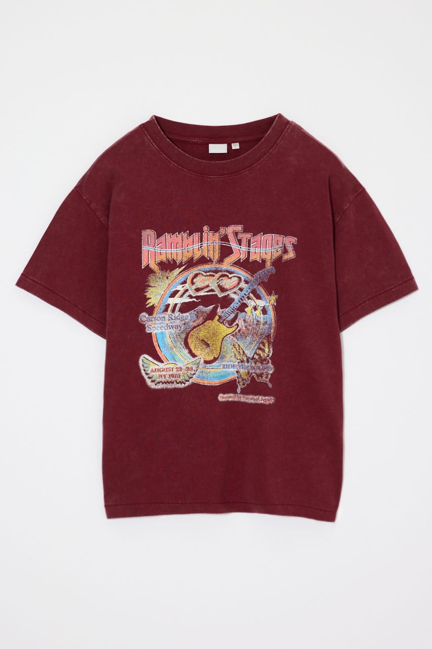 70S MUSIC FEST TEE D/RED FREE