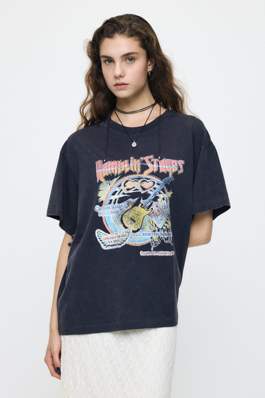 70S MUSIC FEST TEE L/BLK FREE
