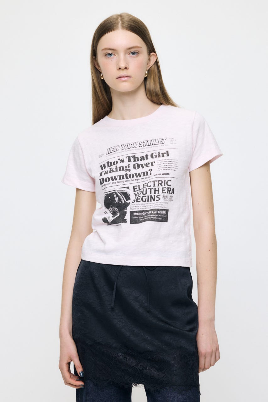EXTRA NEWS PAPER TEE L/PNK FREE