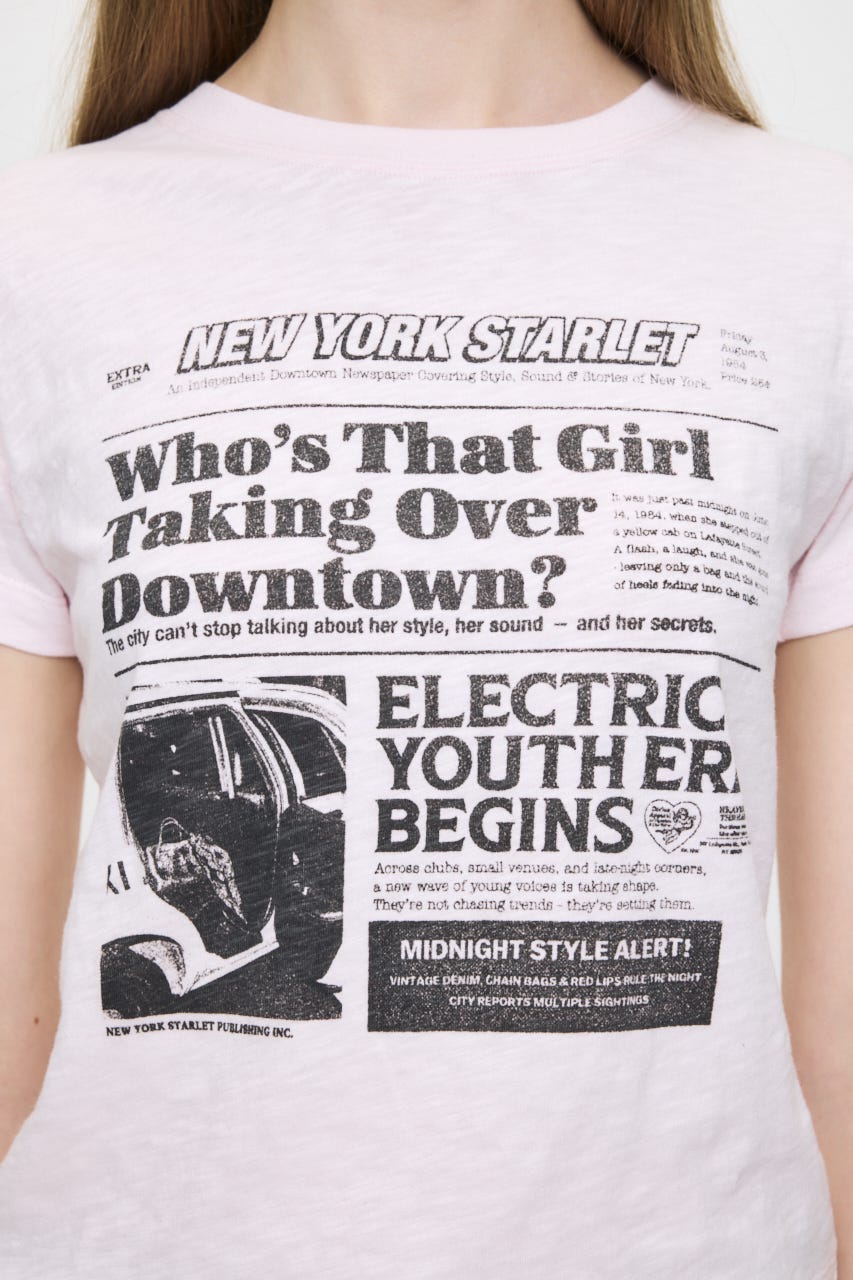 EXTRA NEWS PAPER TEE L/PNK FREE