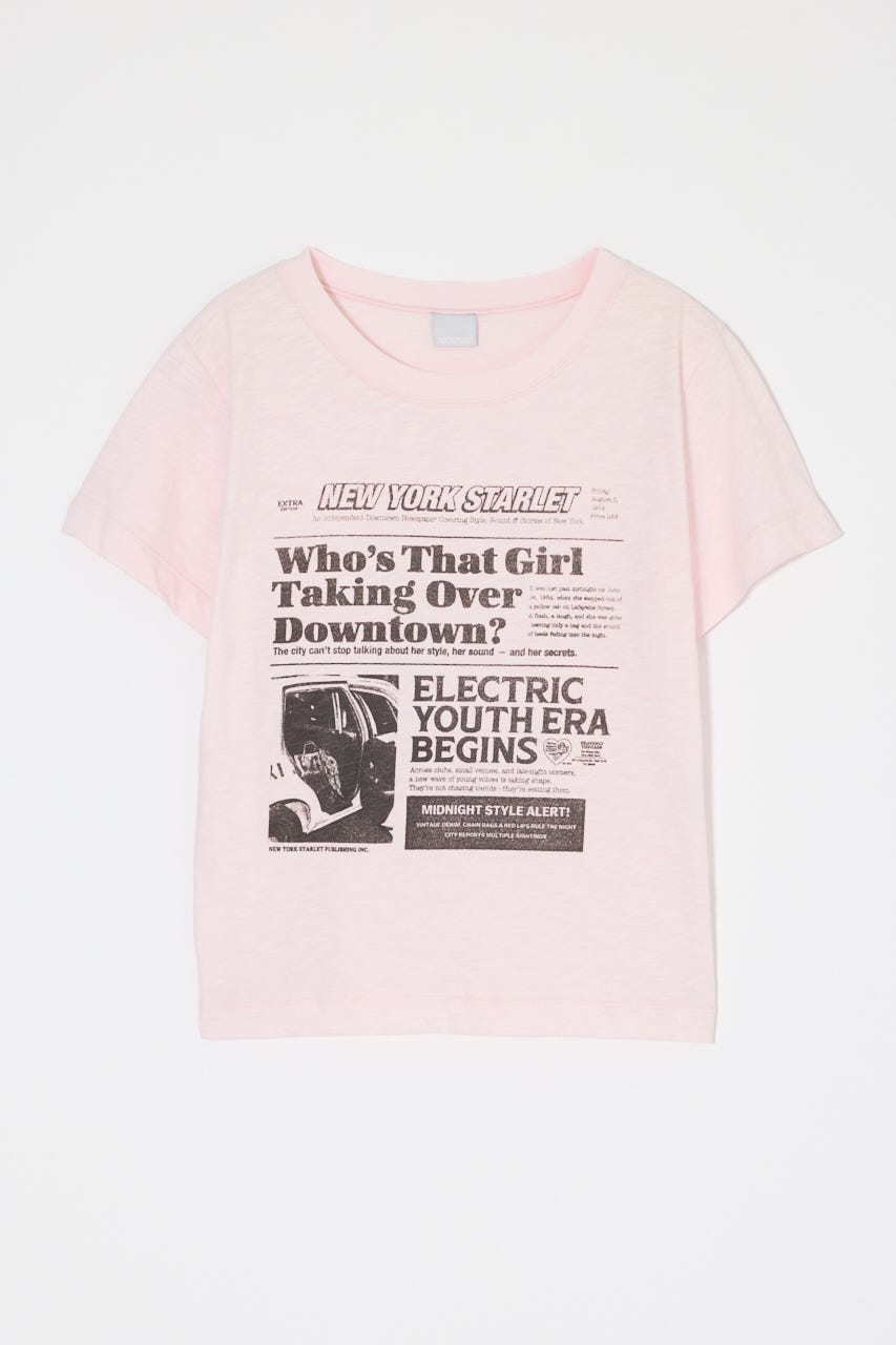 EXTRA NEWS PAPER TEE L/PNK FREE
