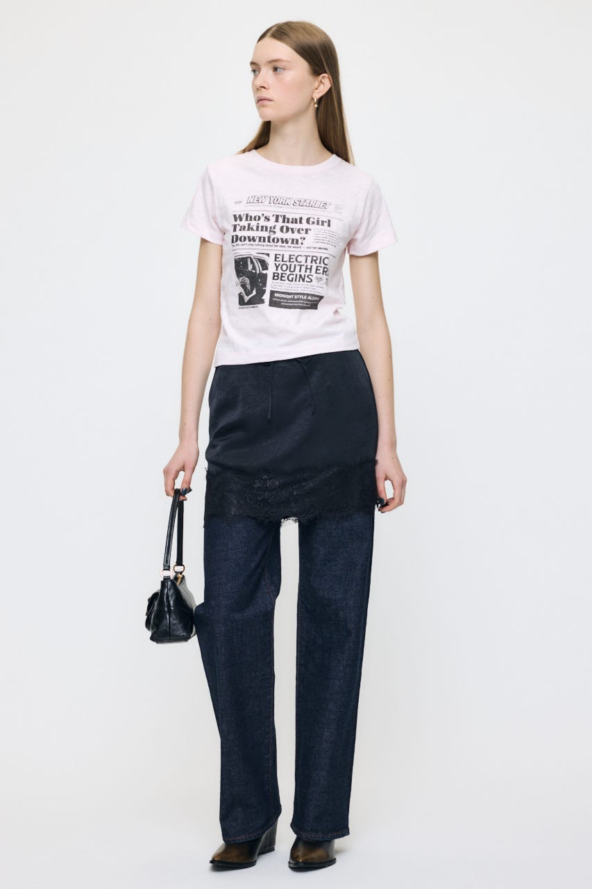 EXTRA NEWS PAPER TEE L/PNK FREE