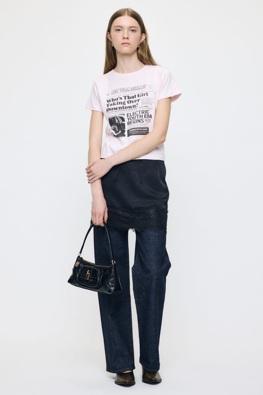 EXTRA NEWS PAPER TEE L/PNK FREE
