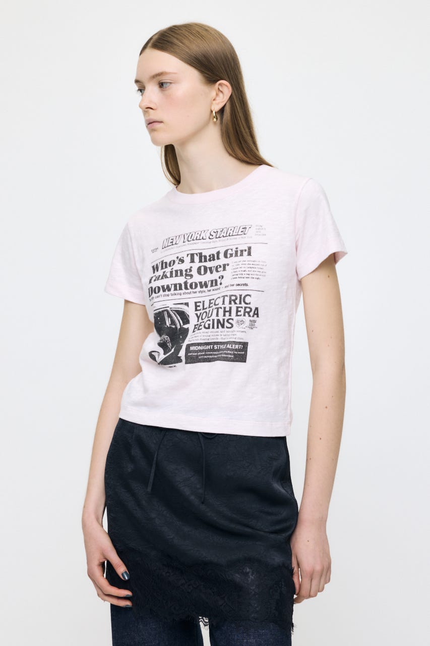 EXTRA NEWS PAPER TEE L/PNK FREE