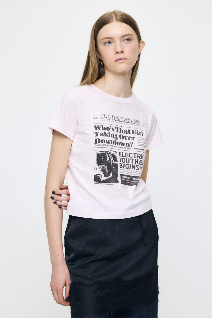 EXTRA NEWS PAPER TEE L/PNK FREE