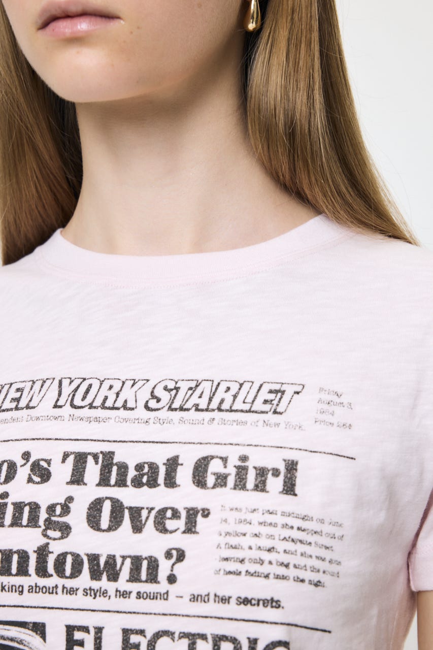 EXTRA NEWS PAPER TEE L/PNK FREE