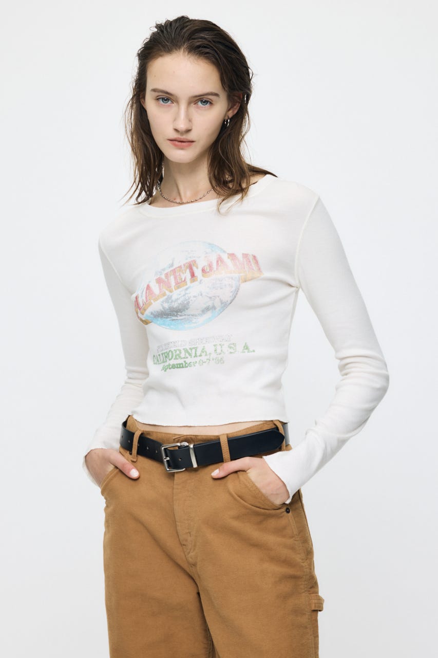 PLANET JAM L/S Tシャツ O/WHT FREE