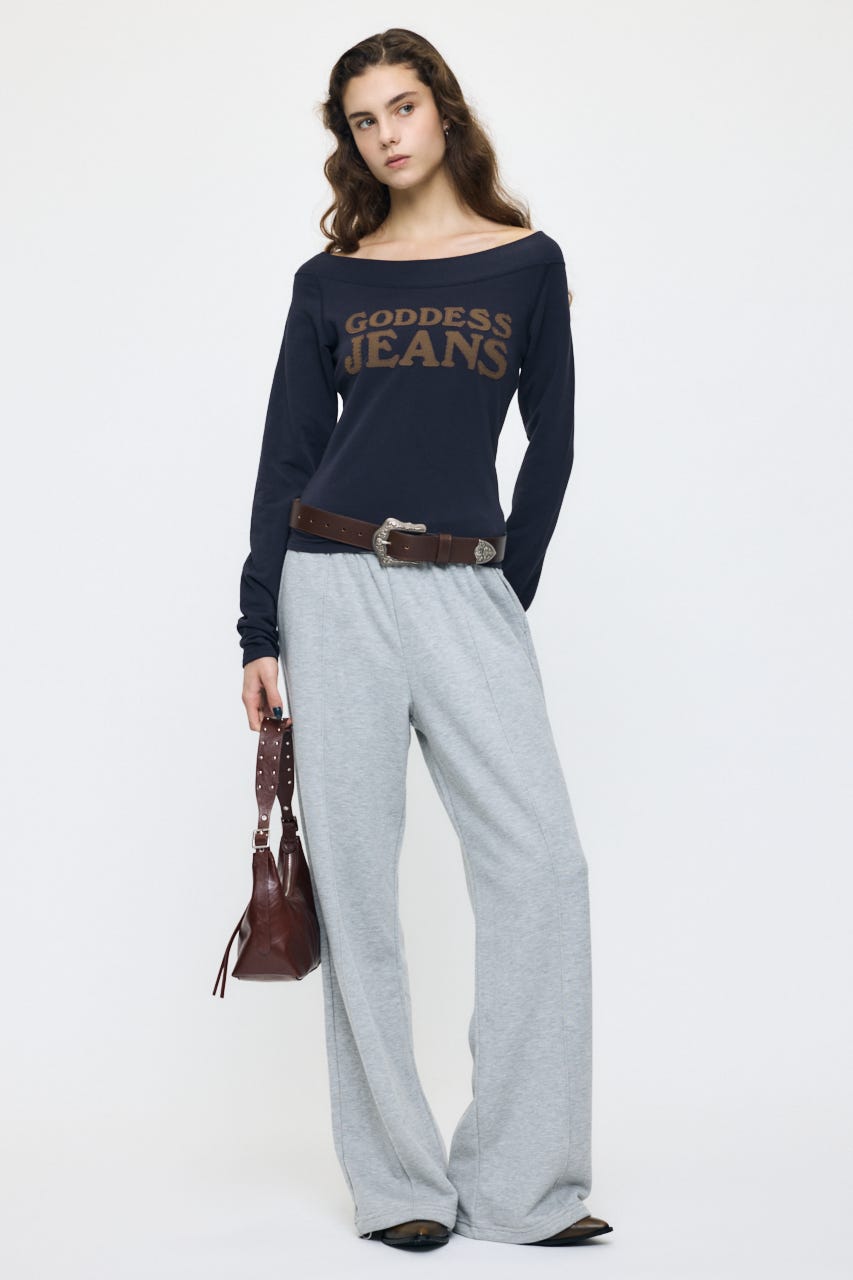 OFF SHOULDER L/S Tシャツ NVY FREE
