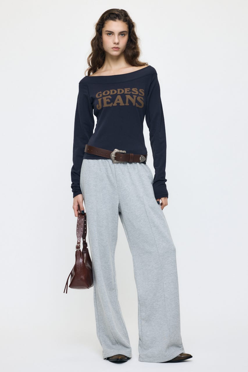 OFF SHOULDER L/S Tシャツ NVY FREE