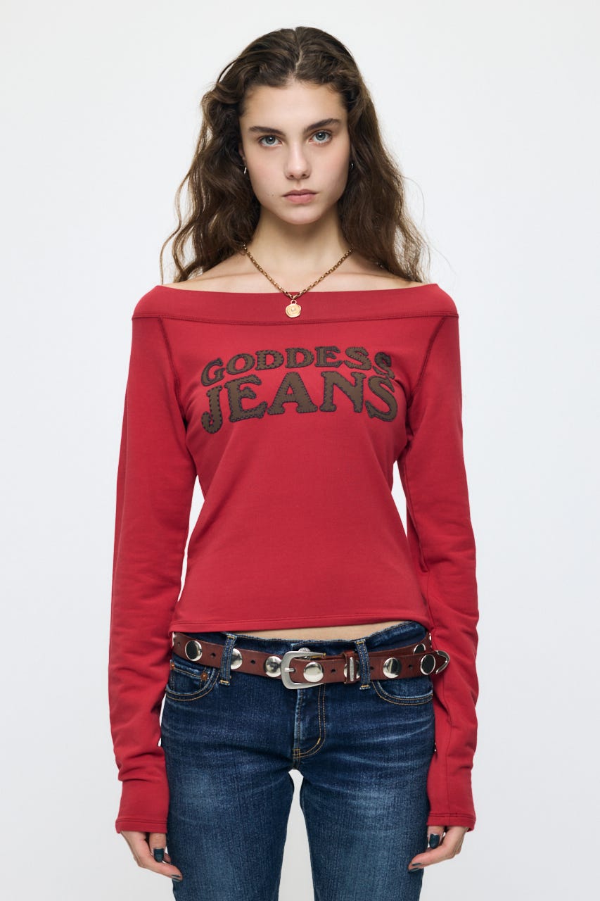 OFF SHOULDER L/S Tシャツ RED FREE