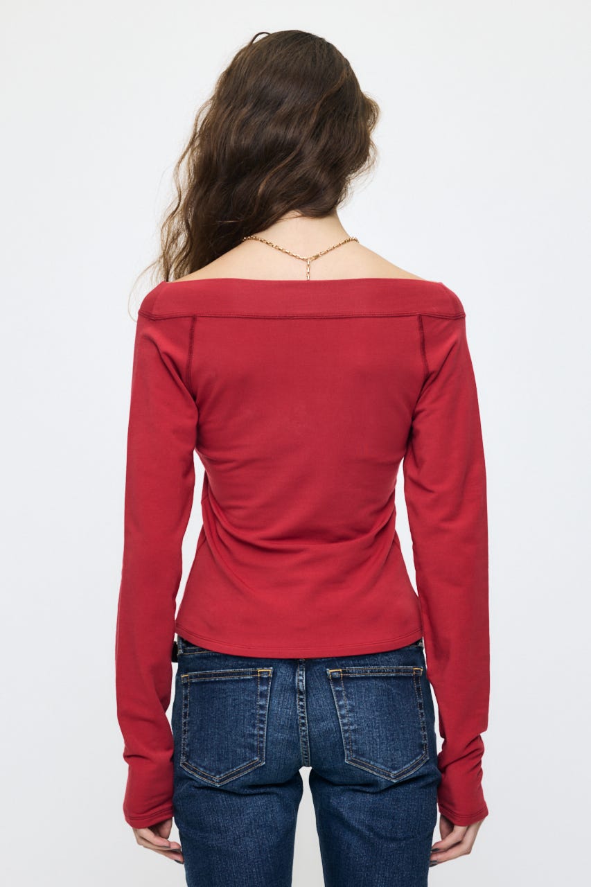 OFF SHOULDER L/S Tシャツ RED FREE