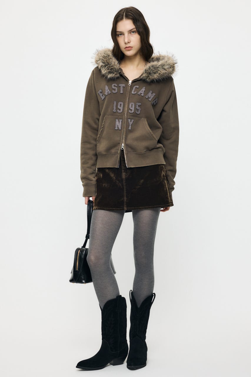 FUR ZIP フーディ BRN FREE