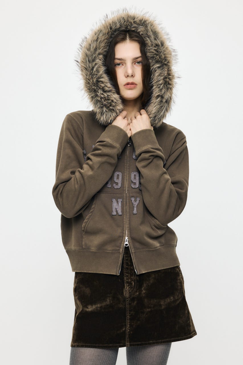 FUR ZIP フーディ BRN FREE