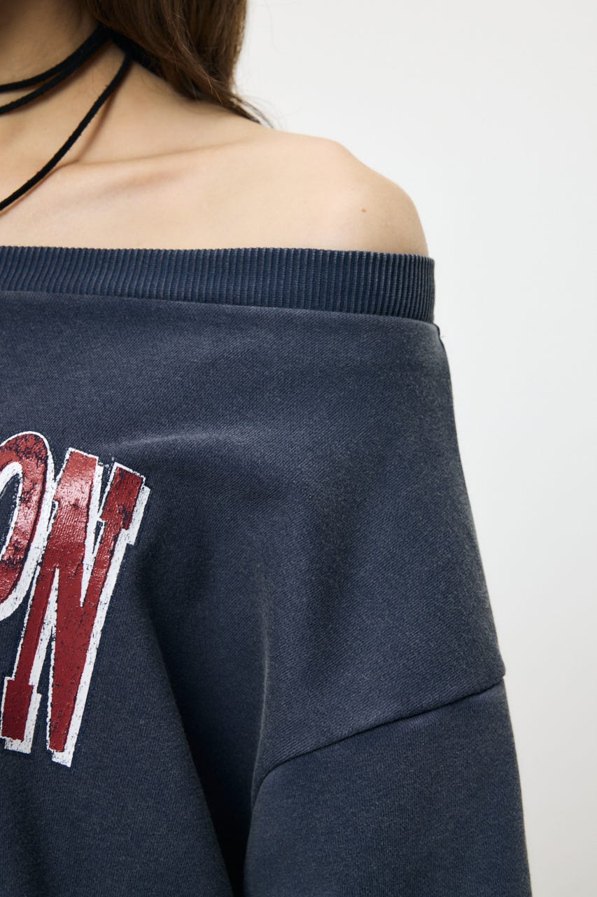 OFF SHOULDER SWEAT トップス NVY FREE