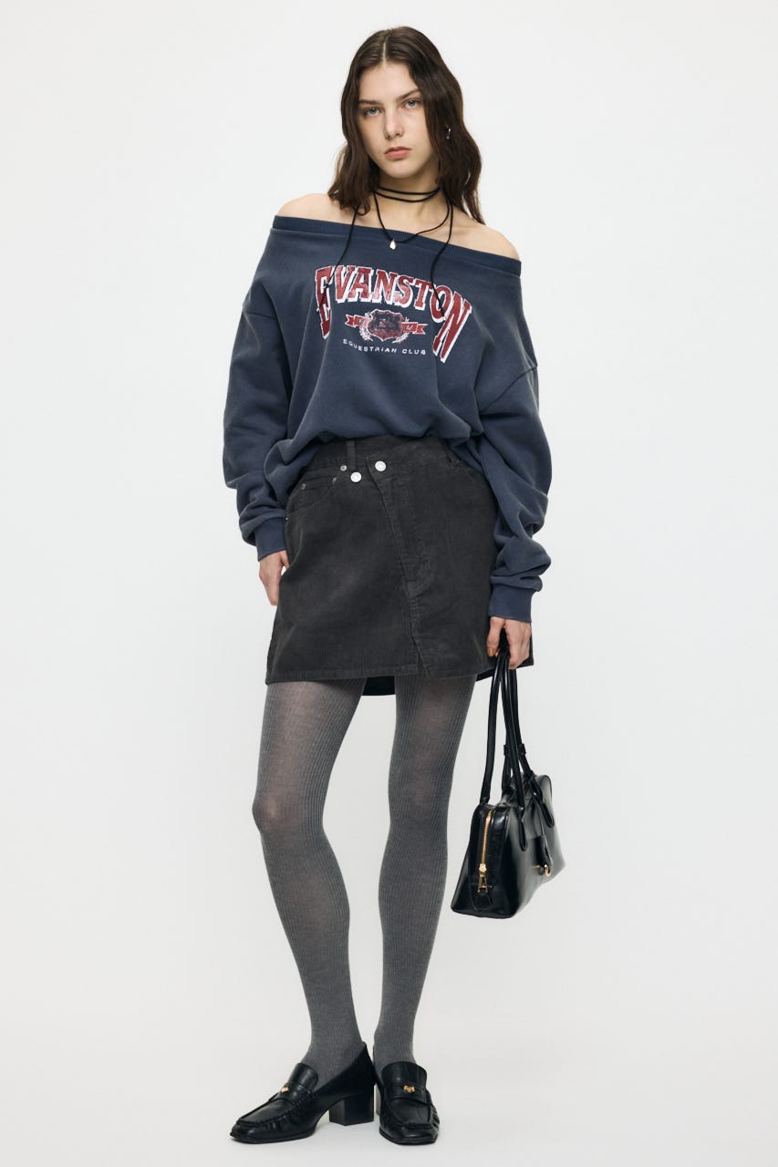 OFF SHOULDER SWEAT トップス NVY FREE