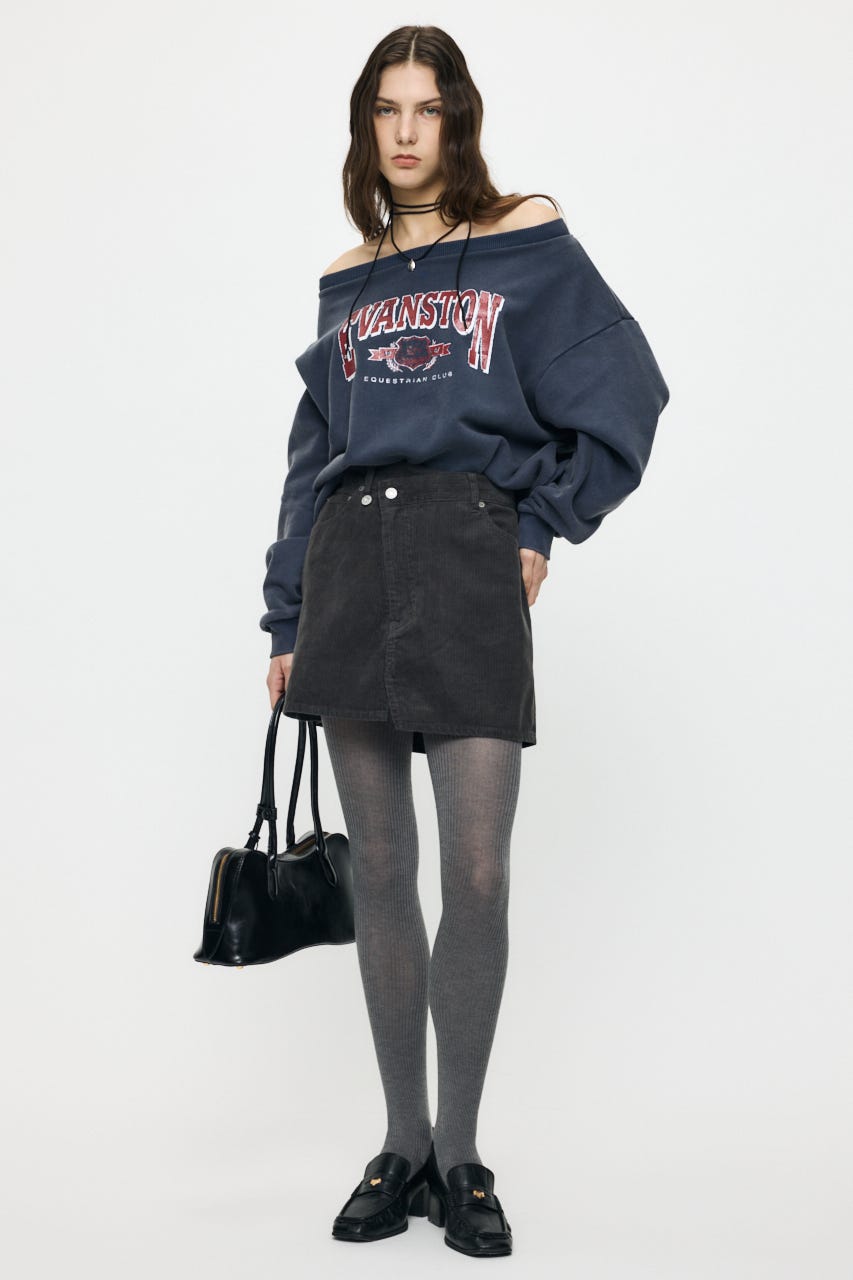 OFF SHOULDER SWEAT トップス NVY FREE