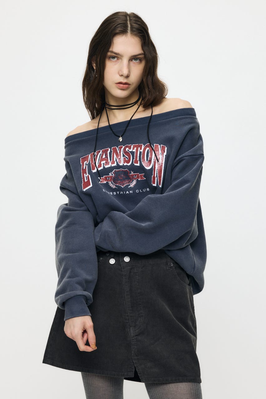 OFF SHOULDER SWEAT トップス NVY FREE