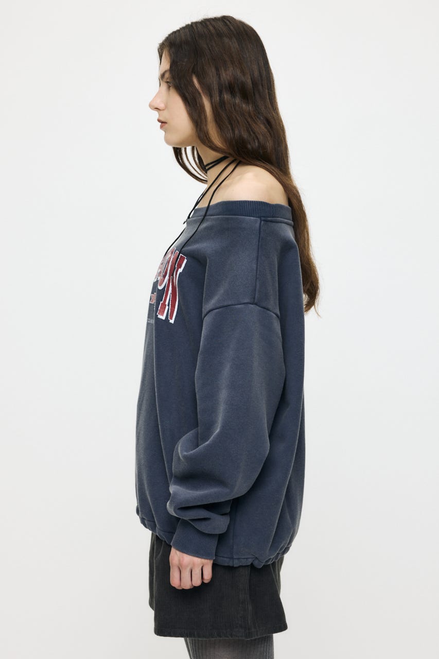 OFF SHOULDER SWEAT トップス NVY FREE