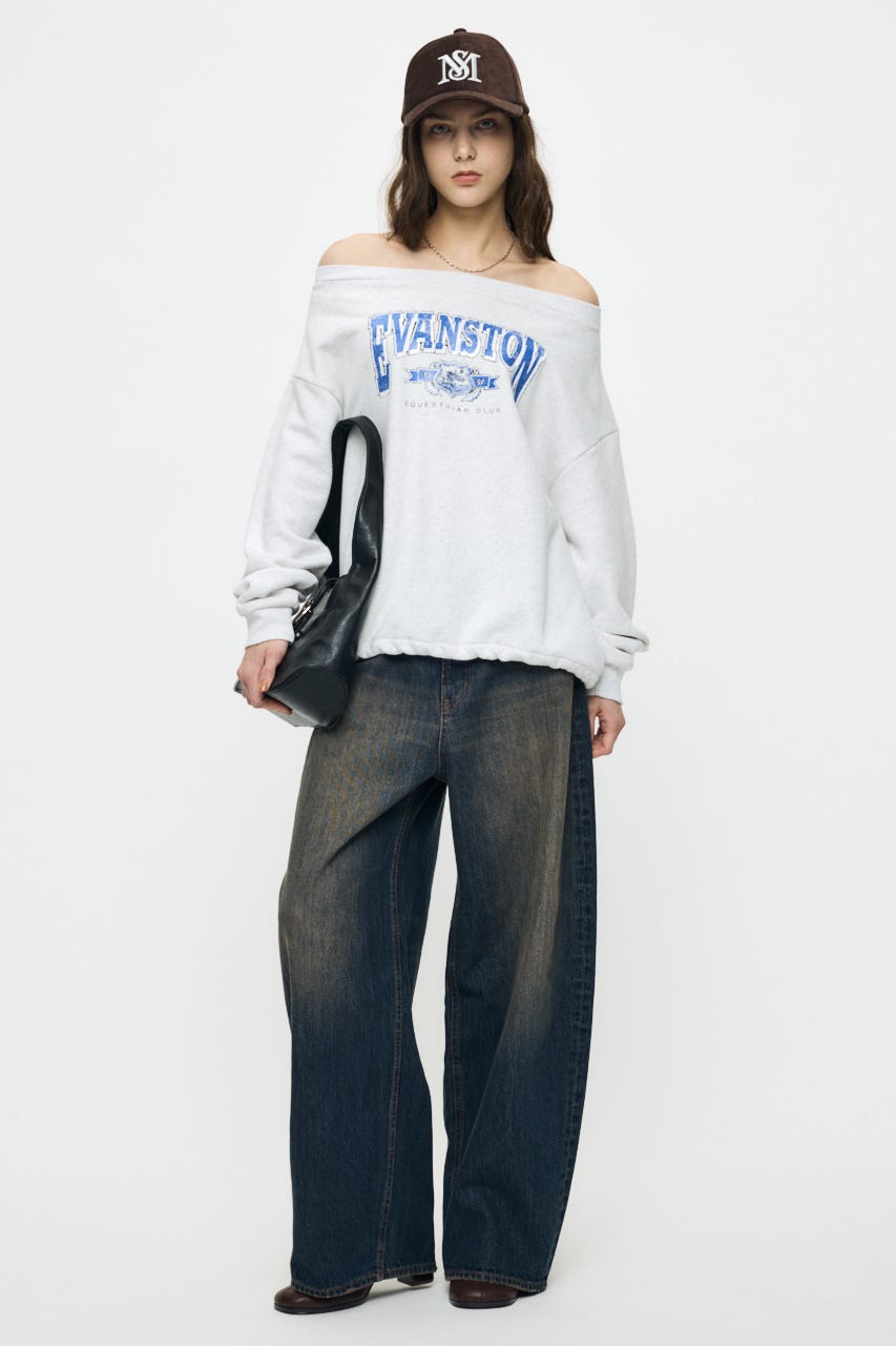 OFF SHOULDER SWEAT トップス T.GRY FREE