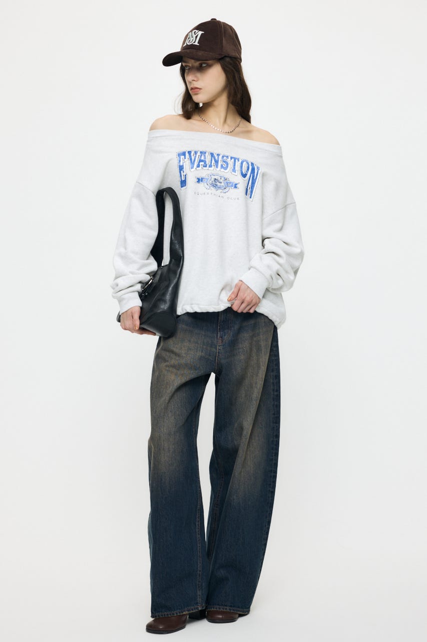 OFF SHOULDER SWEAT トップス T.GRY FREE