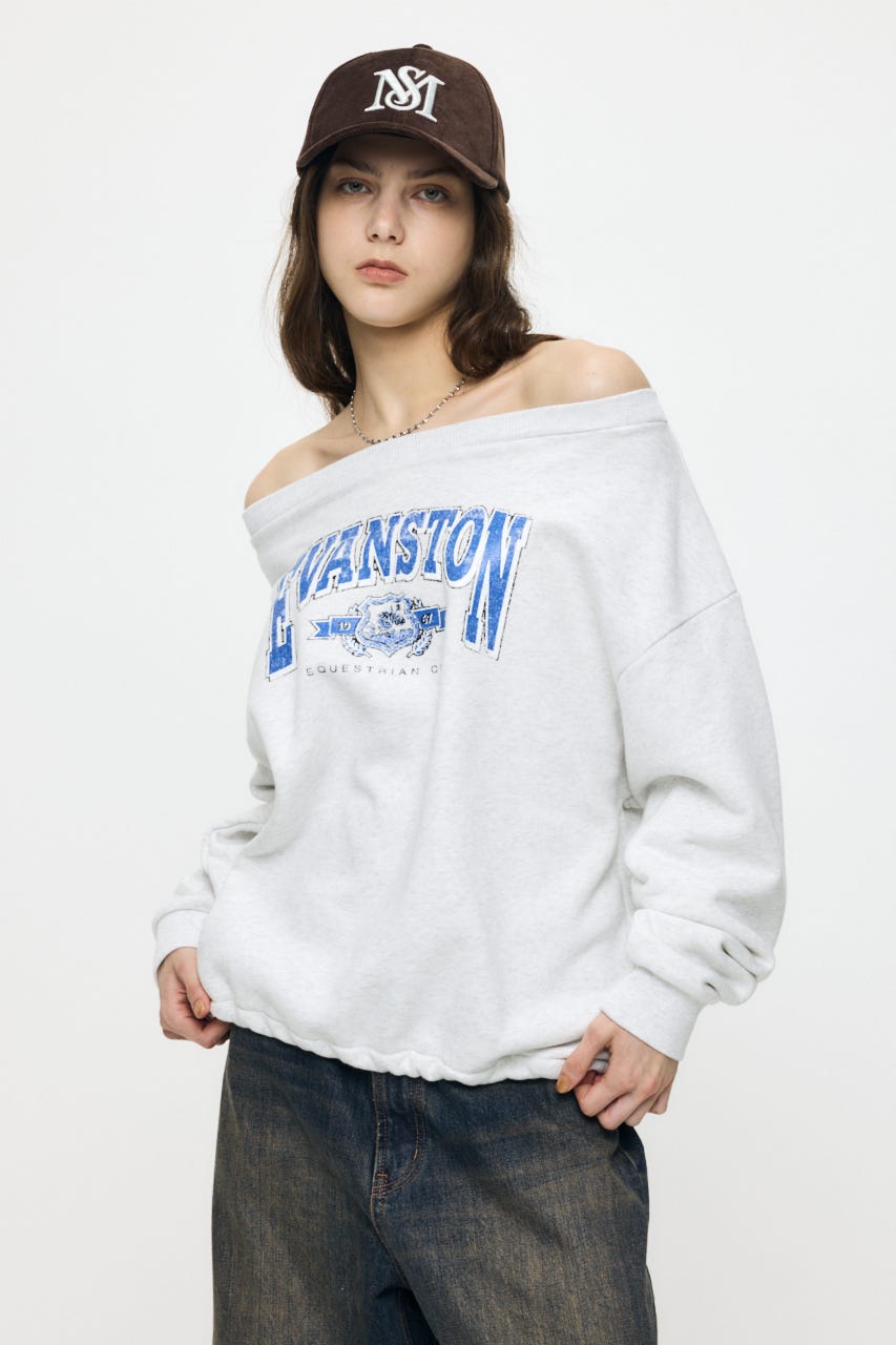 OFF SHOULDER SWEAT トップス T.GRY FREE