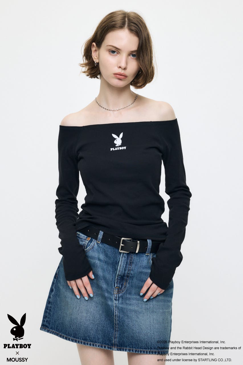 PB OFF SHOULDER L/S TEE BLK FREE