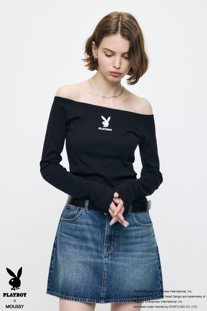 PB OFF SHOULDER L/S TEE BLK FREE