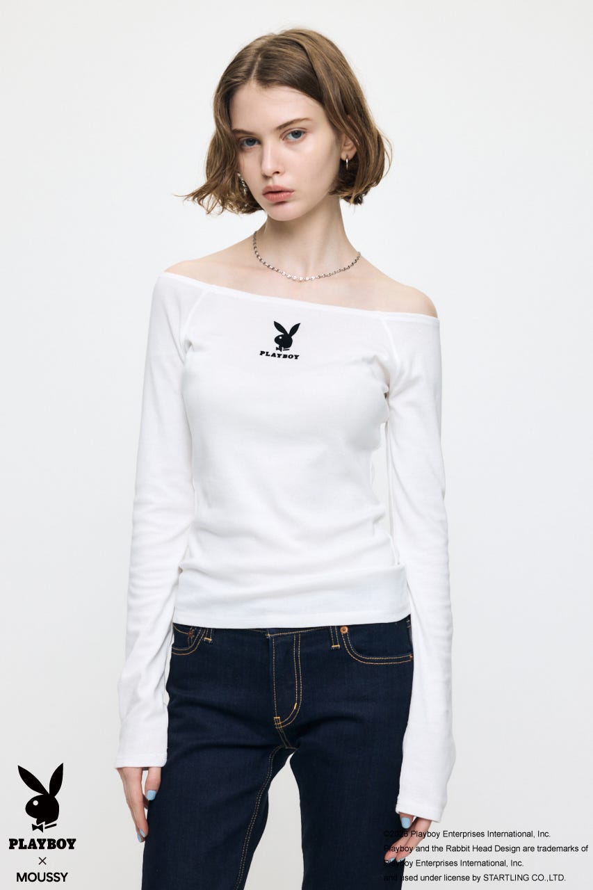 PB OFF SHOULDER L/S TEE WHT FREE