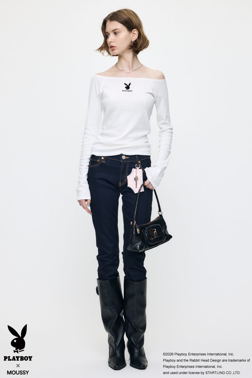 PB OFF SHOULDER L/S TEE WHT FREE