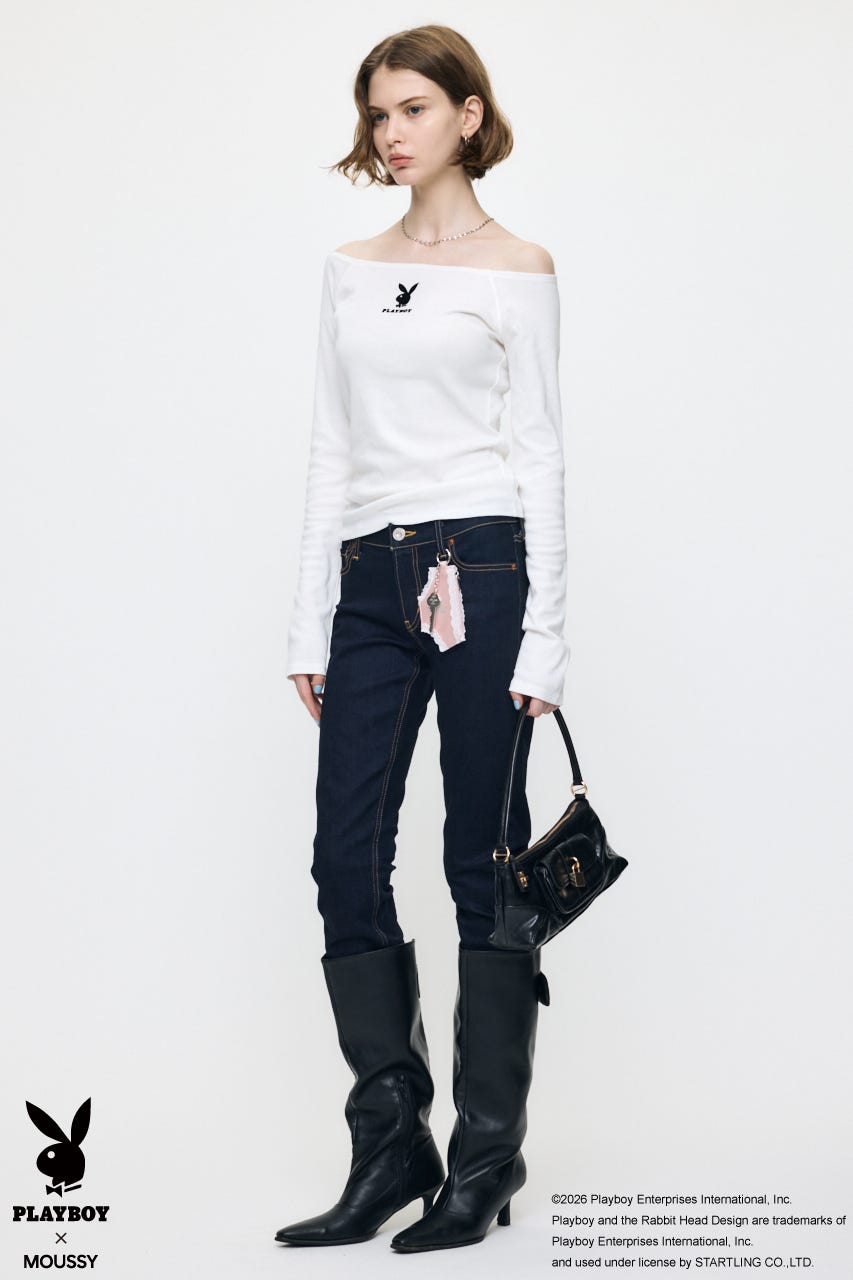 PB OFF SHOULDER L/S TEE WHT FREE