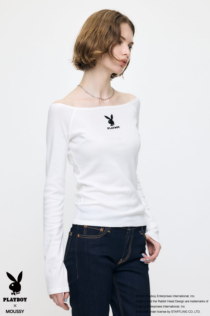 PB OFF SHOULDER L/S TEE WHT FREE