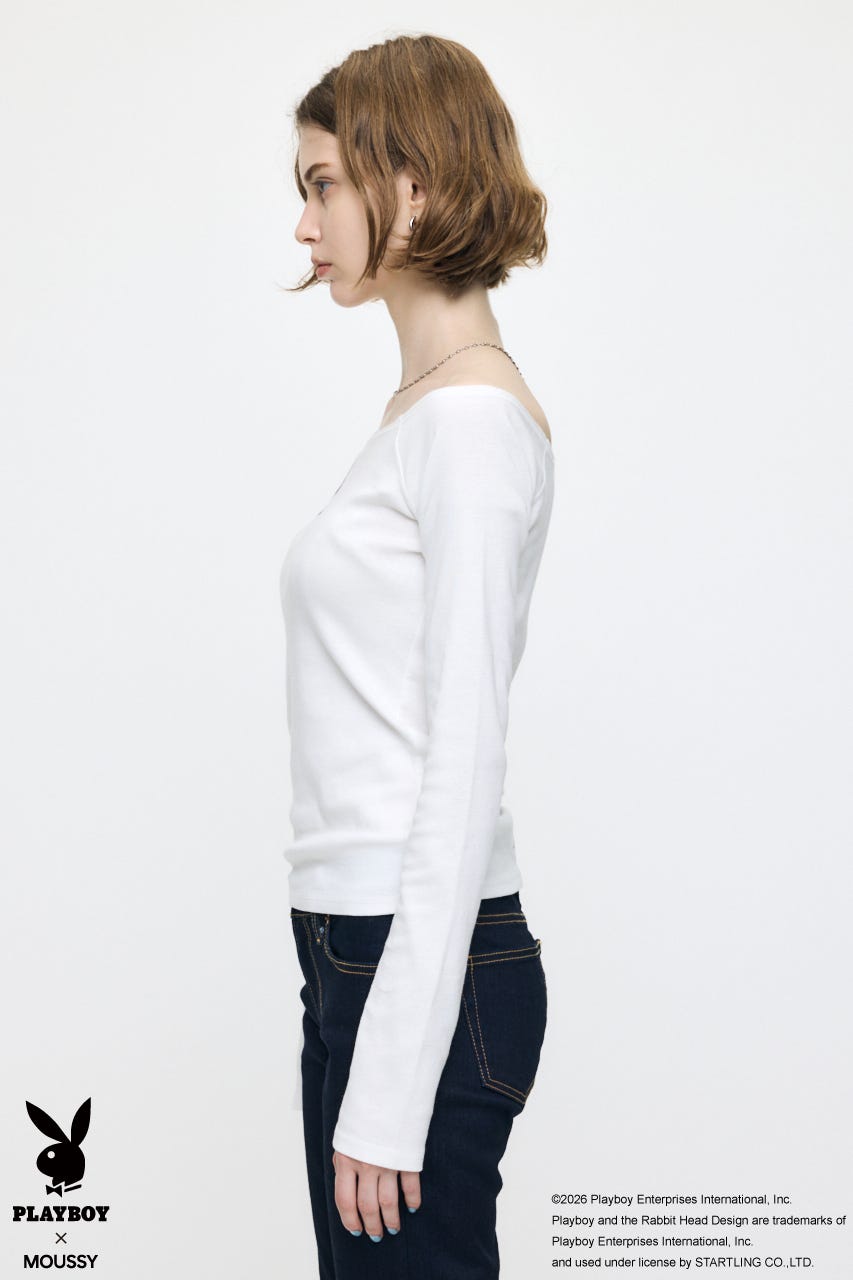 PB OFF SHOULDER L/S TEE WHT FREE