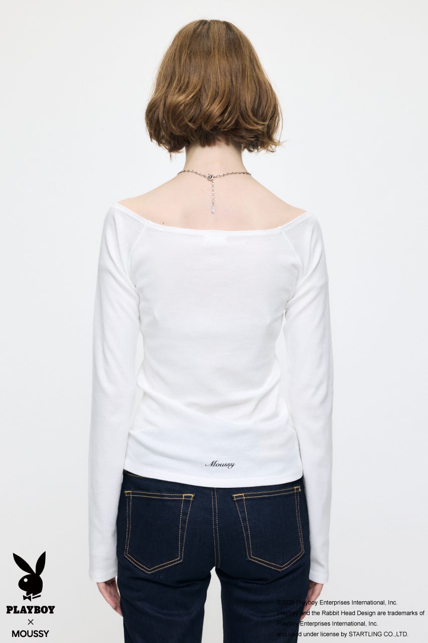 PB OFF SHOULDER L/S TEE WHT FREE