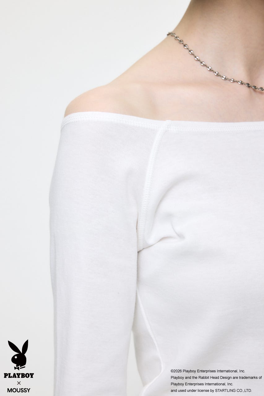 PB OFF SHOULDER L/S TEE WHT FREE