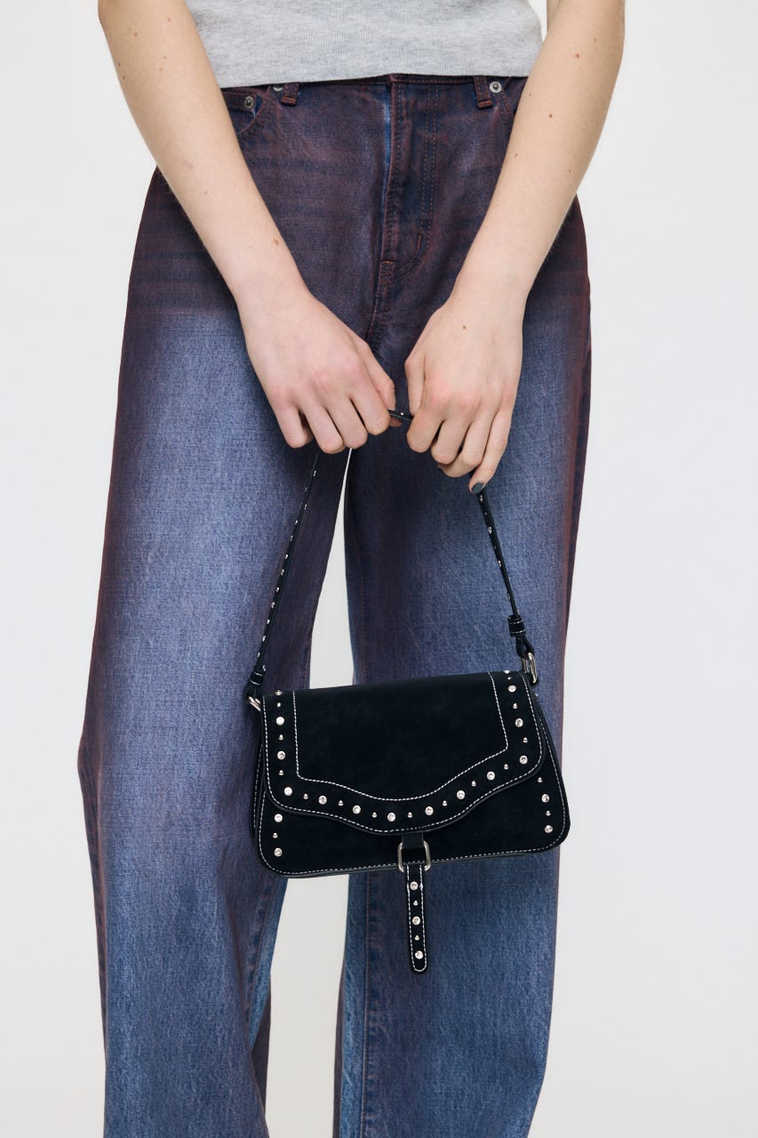 JEWEL STUDS SHOUDER バッグ BLK FREE