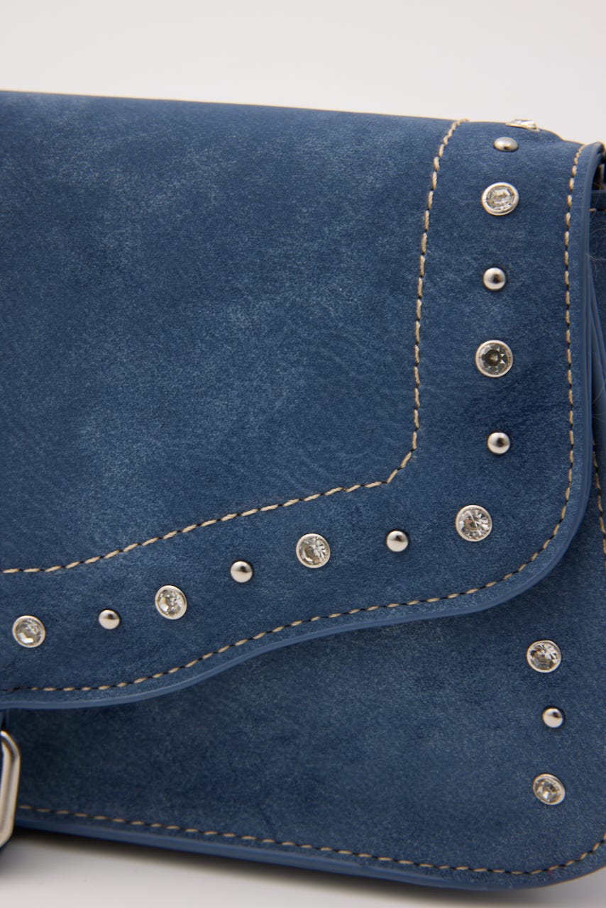 JEWEL STUDS SHOUDER バッグ BLU FREE