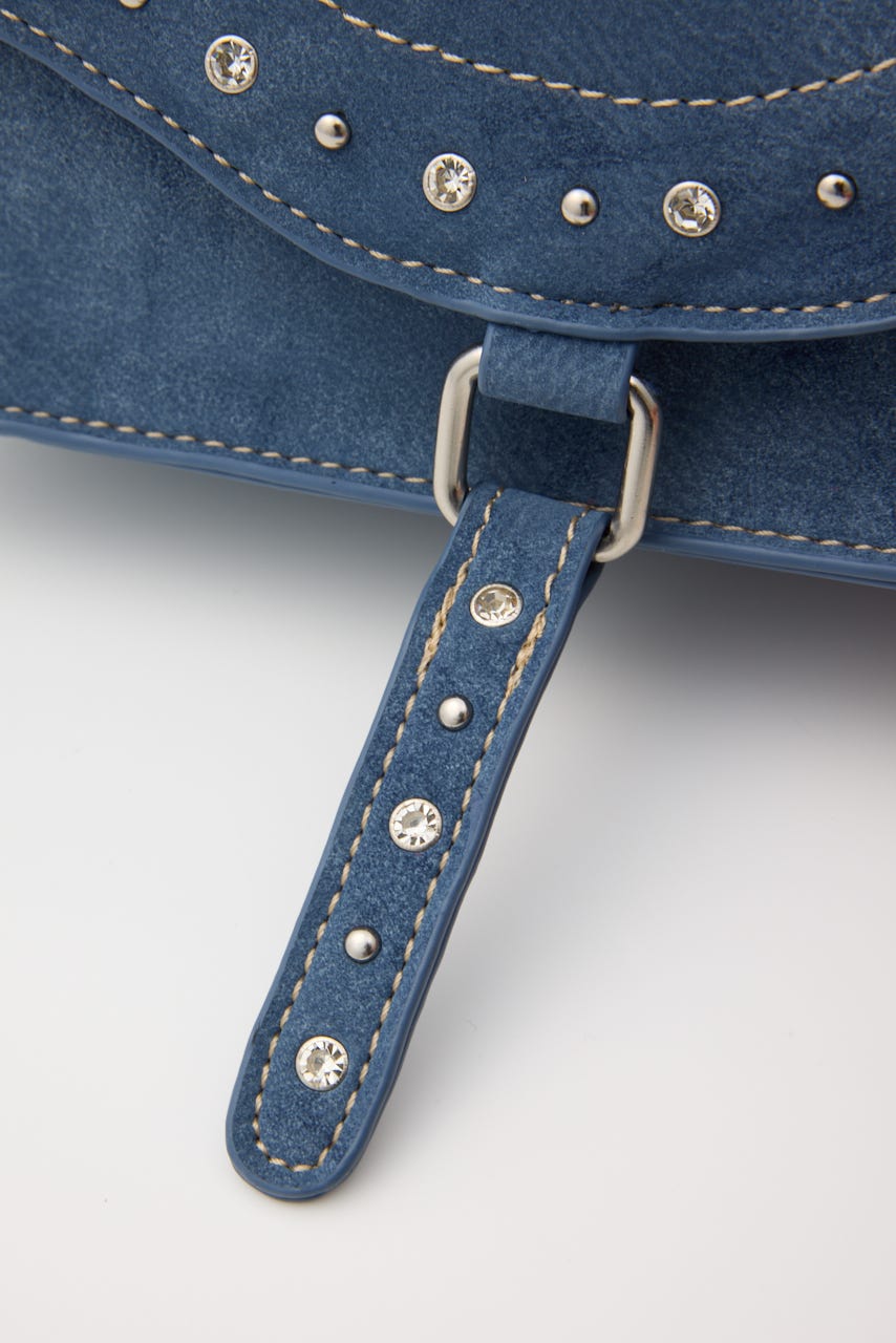JEWEL STUDS SHOUDER バッグ BLU FREE