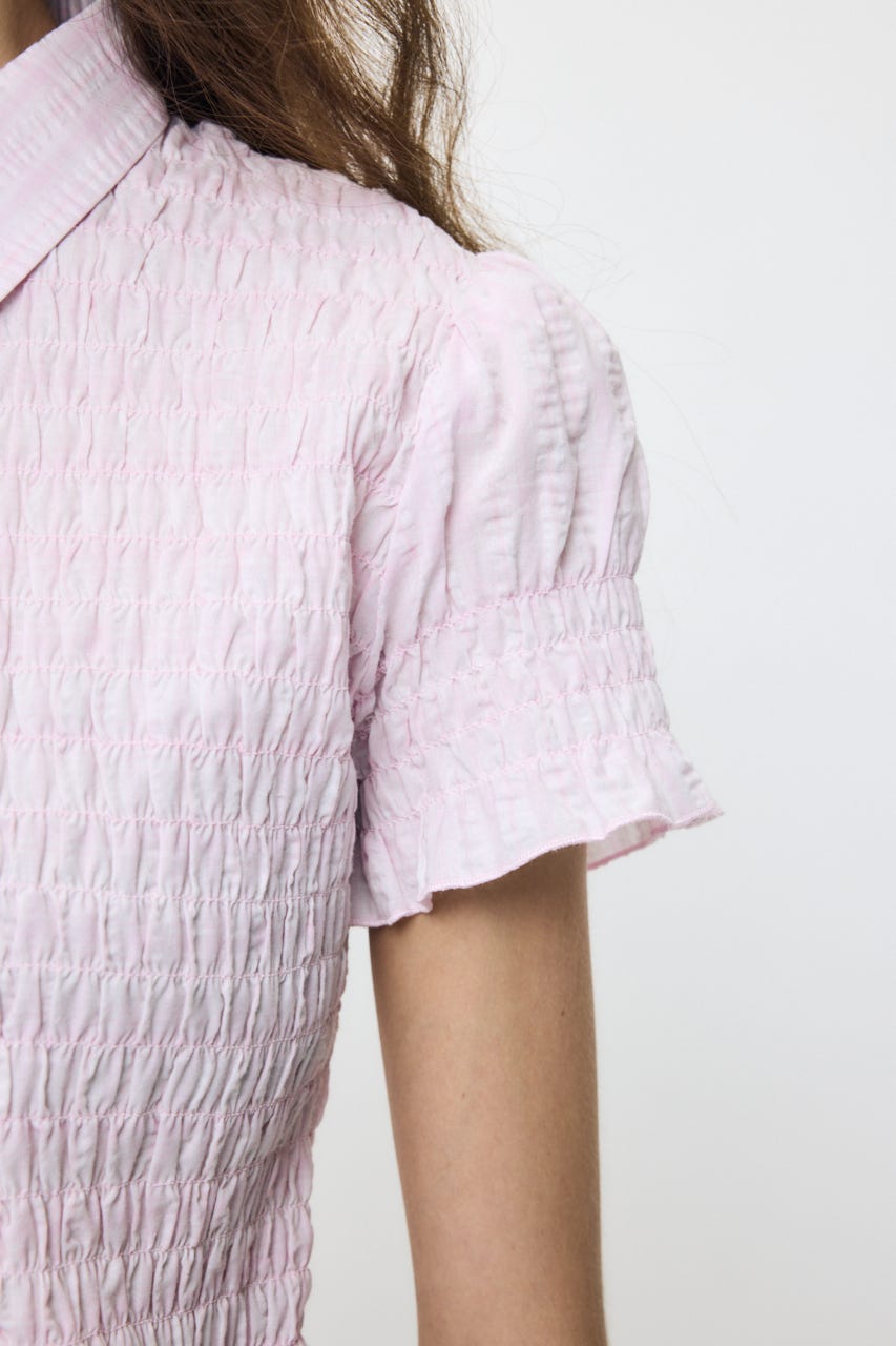PLAID SHIRRING シャツ PNK FREE