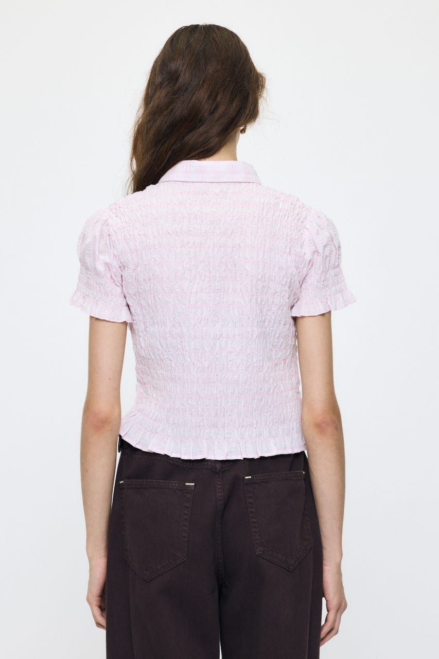 PLAID SHIRRING シャツ PNK FREE