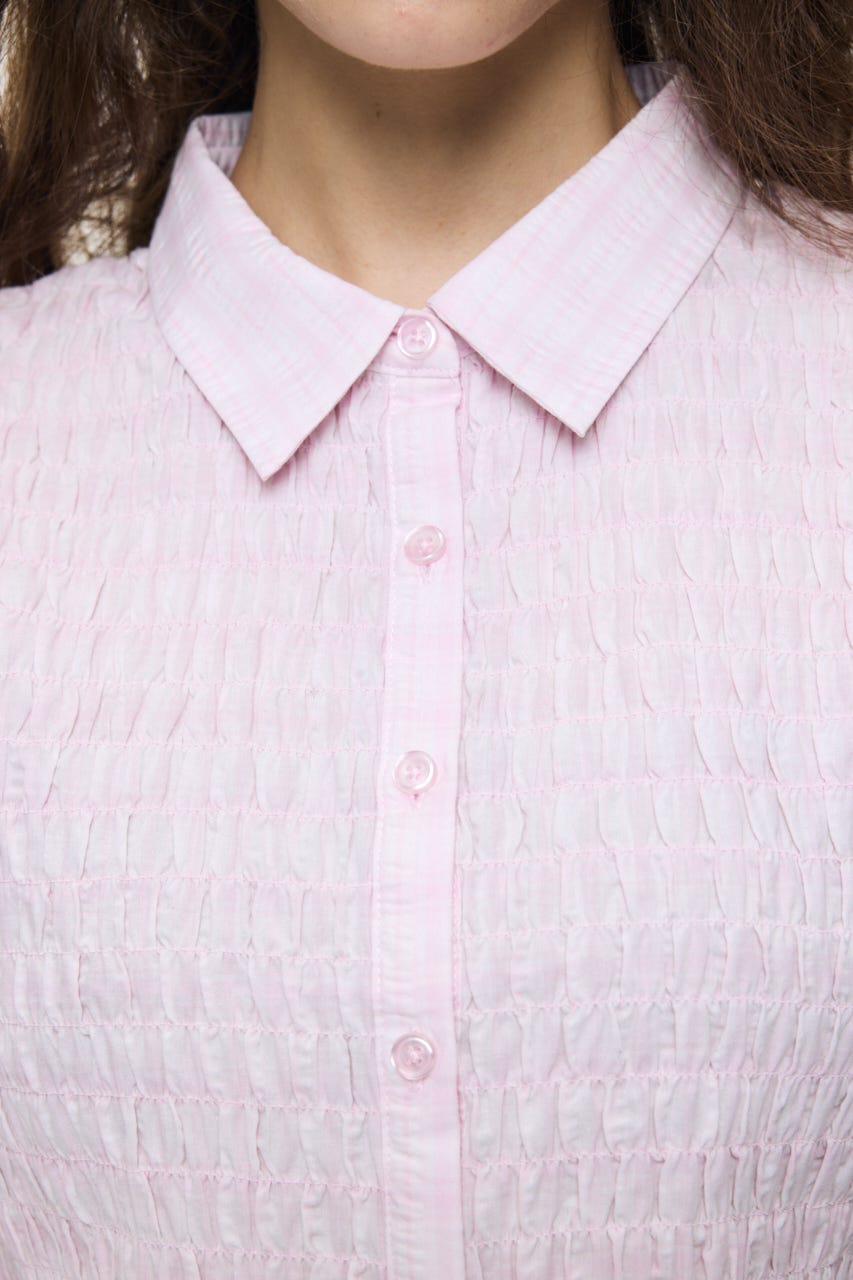 PLAID SHIRRING シャツ PNK FREE