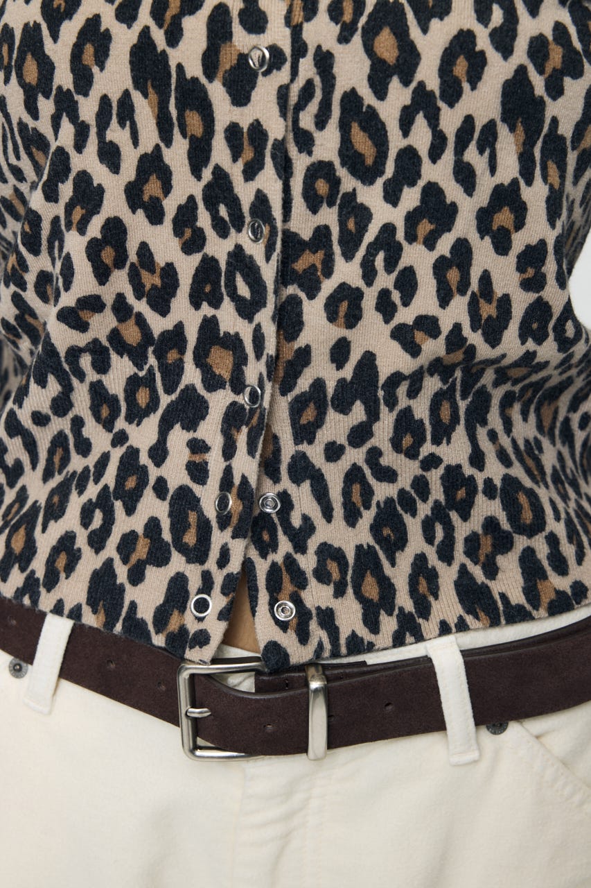 BUTTON UP LEOPARD カーディガン 柄BEG FREE