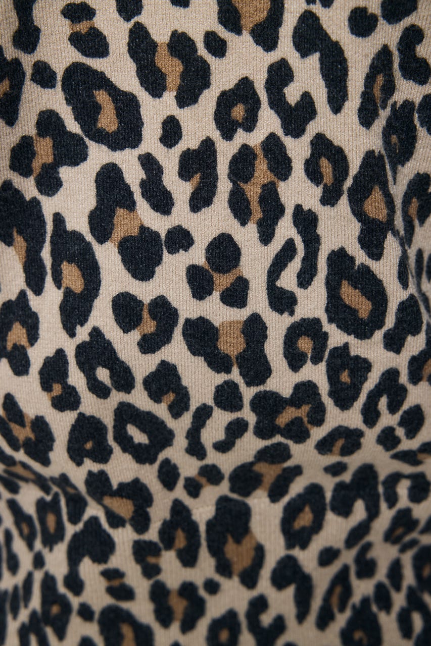 BUTTON UP LEOPARD カーディガン 柄BEG FREE