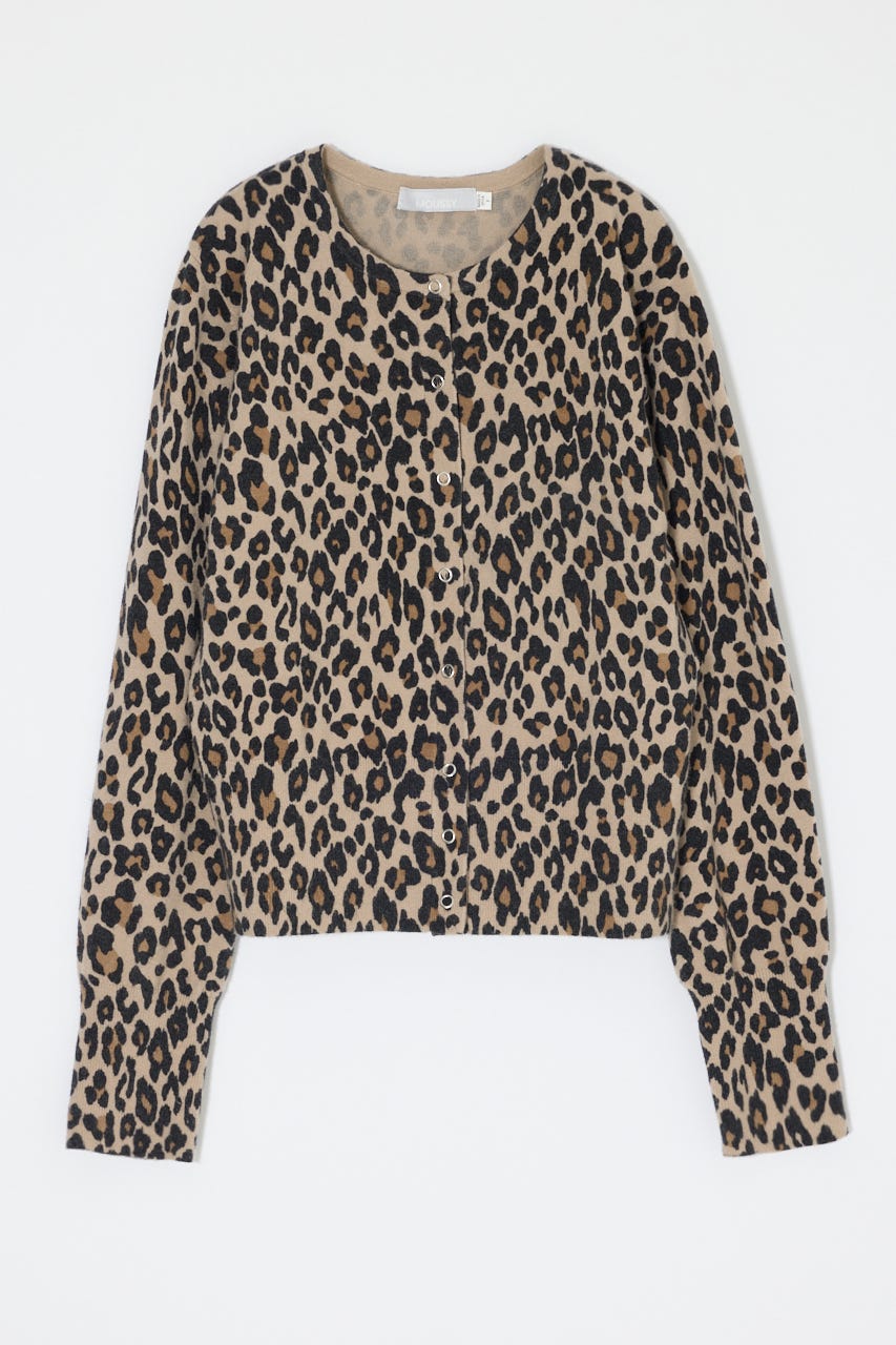BUTTON UP LEOPARD カーディガン 柄BEG FREE